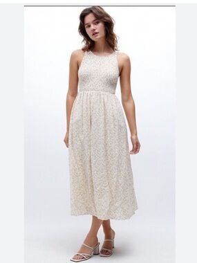 En saison Sleeveless cream/pink Floral Mini Dress - size XS